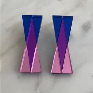 Geometric Blue and Pink Earrings